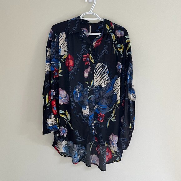 FREE PEOPLE Flowy Silk-like Blouse - Size XS - Picture 1 of 10